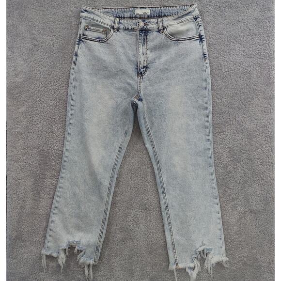 Vervet Denim - Vervet Jeans Women's 16W Light Acid Wash Straight Leg Raw Hem Stretch Cropped